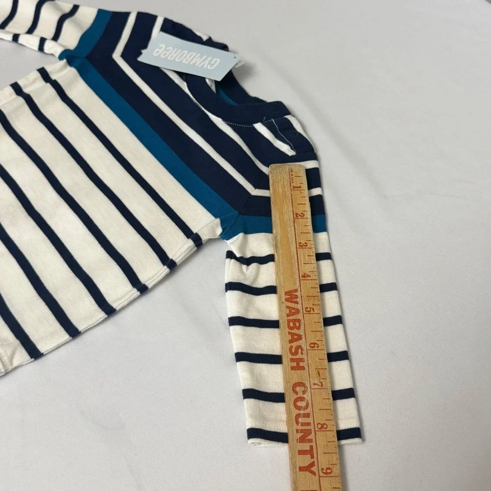 Gymboree Baby Boy 3-6M Long Sleeve Bodysuit Lot 2 Bear Striped Brown Blue NWT